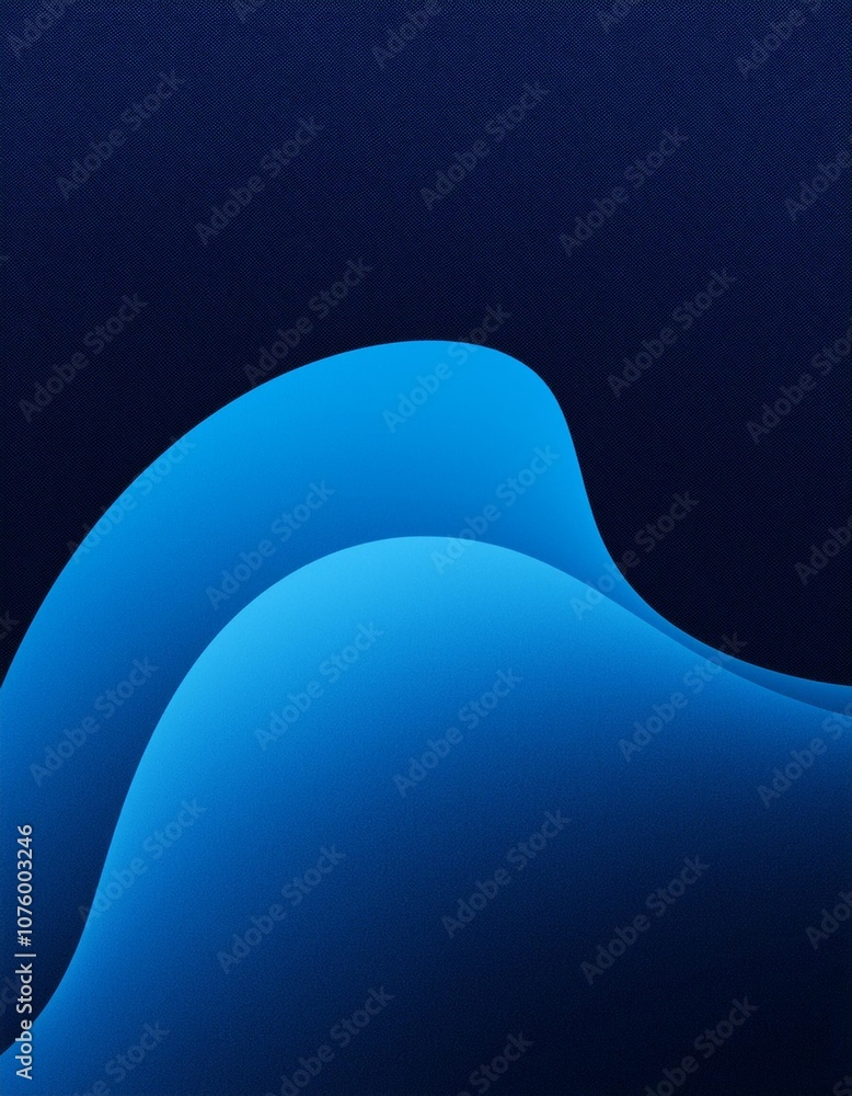 Poster dynamic abstract design with fluid blue shapes on a textured dark background