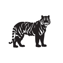 Obraz premium black and white tiger silhouette isolated on white