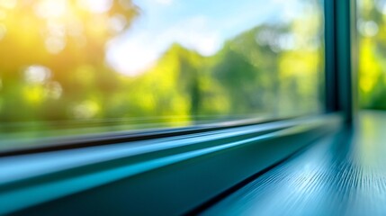 Precise Glass Window Detail with Subtle Reflections and Geometric Framework