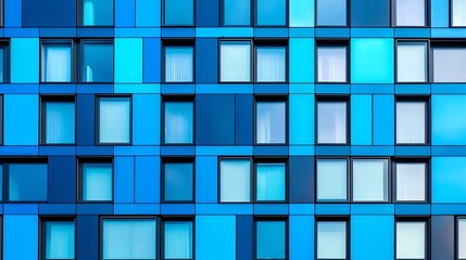 Fototapeta premium Reflective Facade of Modernistic Urban Office Building Capturing Surrounding City