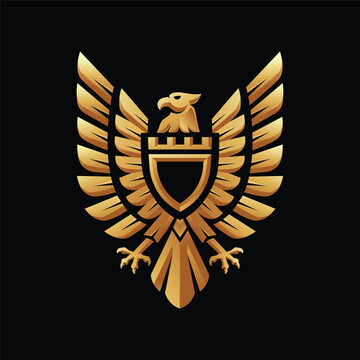 recommend clip art: Modern geometric Golden Eagle Symbol