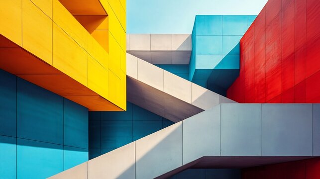 Striking Geometric Architectonic Composition in Vivid Colors