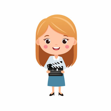 Film Director Cute Worker Work Job Profession Professional Occupation Cartoon Character
