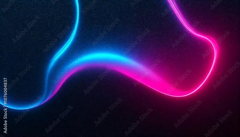 Poster dynamic abstract design with a fluid pink and blue gradient against a dark background