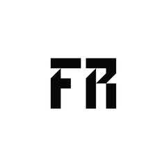 FR monogram logo design letter text name symbol monochrome logotype alphabet character simple logo
