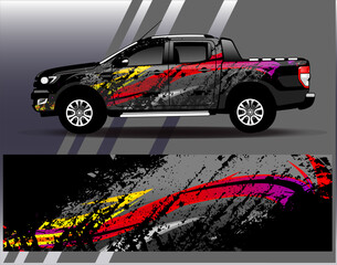 Car wrap design vector. Graphic abstract stripe racing background designs for vehicle, rally, race, adventure and car racing livery	