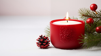 Christmas candle isolated on white background.