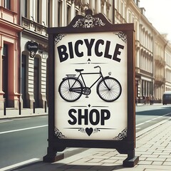 Vintage Bicycle Shop Sign On Quaint Urban Street. generator AI