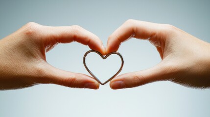 Fototapeta premium Close-up of a couple's fingers entwined with a heart-shaped ring