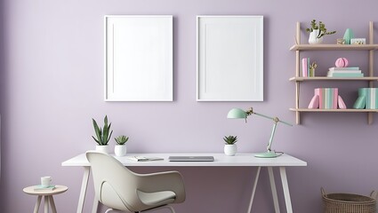 Interior mockup illustration with decor, 3d render. Interior mockup with house background. Modern interior design