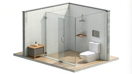 Modern Minimalist Bathroom with Shower and Toilet