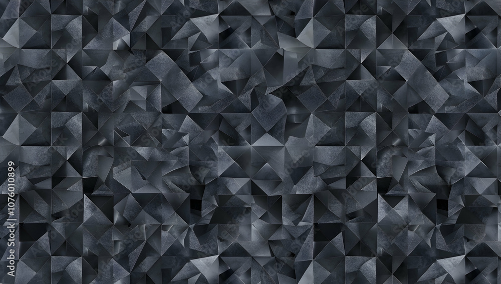 Poster a seamless dark gray background with an intricate geometric pattern of triangles and squares