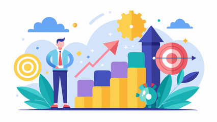 A man stands in front of a graph with a red arrow pointing upwards