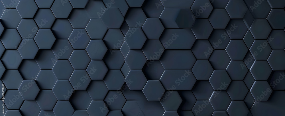 Poster 3d render of a simple, dark blue abstract background with a hexagon pattern