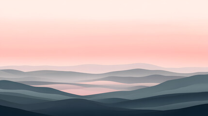 Obraz premium Transcendent Pink Minimalistic Landscape with Gentle Waves and Serene Atmosphere