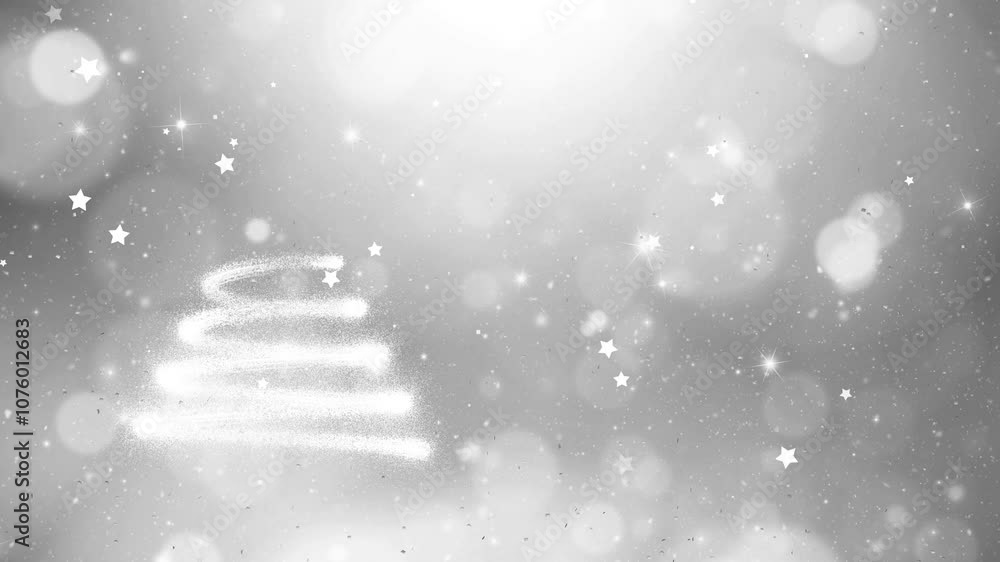 Poster artistic snowfall background with christmas tree animation.