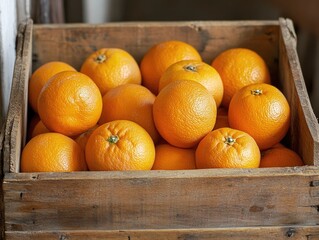 Wooden Box Filled with Oranges