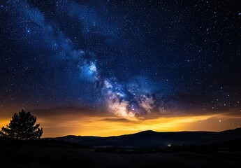 Starry Night Sky with Deep Blue Hues and Stars