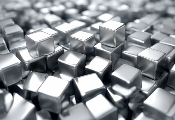 Fototapeta premium electronic lump pile three illustration shape industrial background battery square text technology metal cold ap lithium ice olated structure cubes chemistry silver innovation water box object 