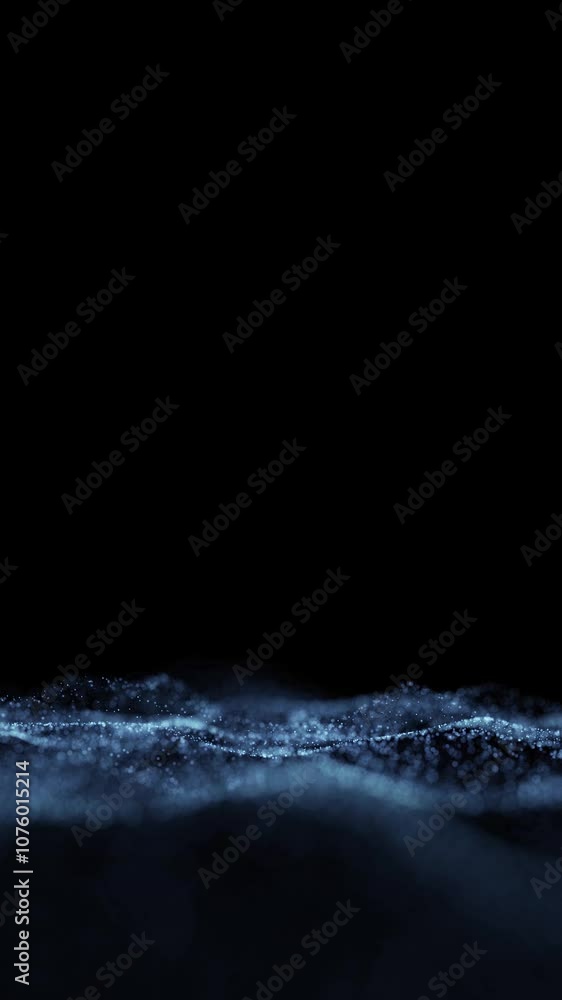 Poster slow moving dotted wavy detailed lines on dark black copy space background seamless loop vertical an
