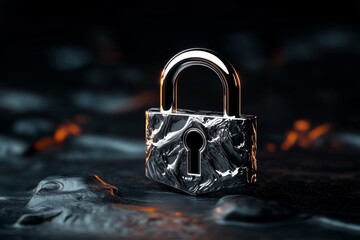 Lock icon in black and white minimalist style, capturing security with bold simplicity