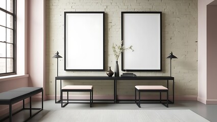 Frame mockup, ISO A paper size. Living room wall poster mockup