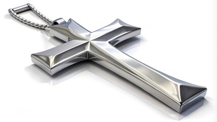 A Silver Cross Pendant with a Rope Chain