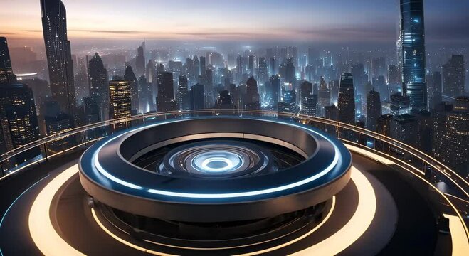 Future technology city high-end atmosphere product booth background rendering