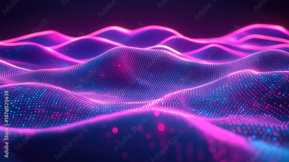 Aufkleber abstract waves of glowing particles in vibrant purple and blue colors, creating a dynamic and mesmer