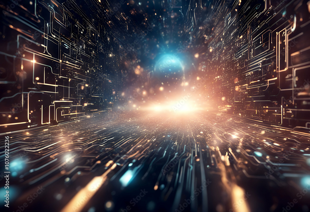 Poster digital networking wave futuristic tech virtual wallpaper big universe cyber particle innovation lux
