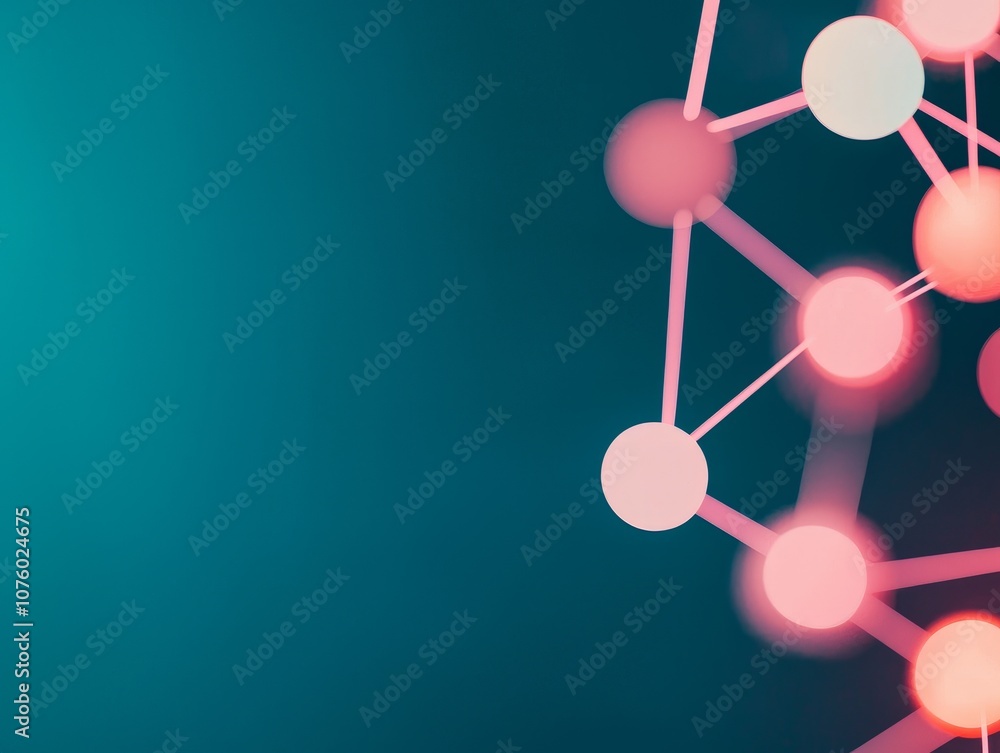 Poster an abstract image featuring interconnected nodes and lines, symbolizing data, networks, or molecular