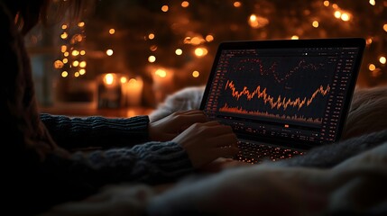 Hands analyzing financial charts on paper and laptop, demonstrating precision, strategy, and professional focus.