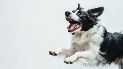 Fototapeta premium A Border Collie mid-leap, capturing the joy and energy of a dog