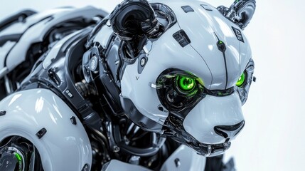 Fototapeta premium Futuristic Robotic Panther with Glowing Green Eyes