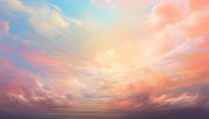Obraz premium Dreamy Sunset Sky with Soft Pastel Clouds
