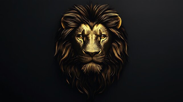 Distinctive Lion Head Emblem with Bold Color Palette Illustration