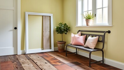 Frame Mockup Adorning a Living Room Wall in Modern Interior Design