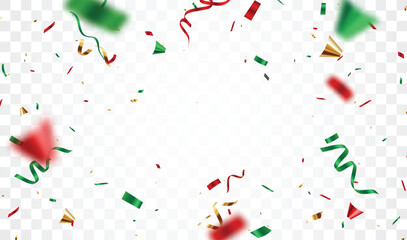 Red and green confetti celebration banner 