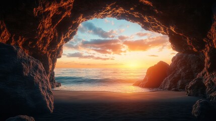 Sunset View from a Cave
