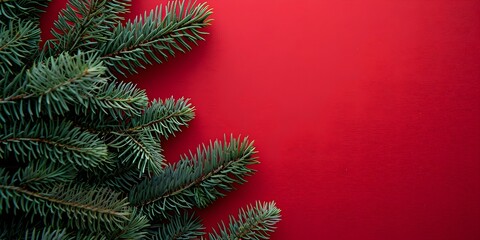 Beautiful Christmas Background with green fir tree brunch close up. Copy space