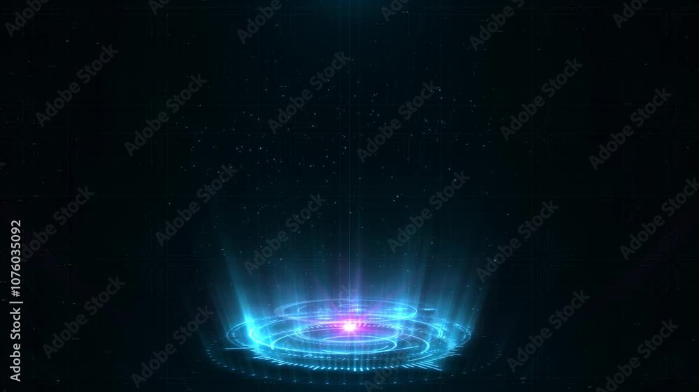 Canvas Prints blue holographic advanced hud circle platform. copy space for any message. futuristic digital techno