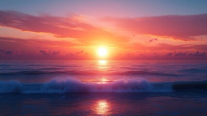 Fototapeta premium Panorama of the Atlantic ocean view at sunset. High Quality Image