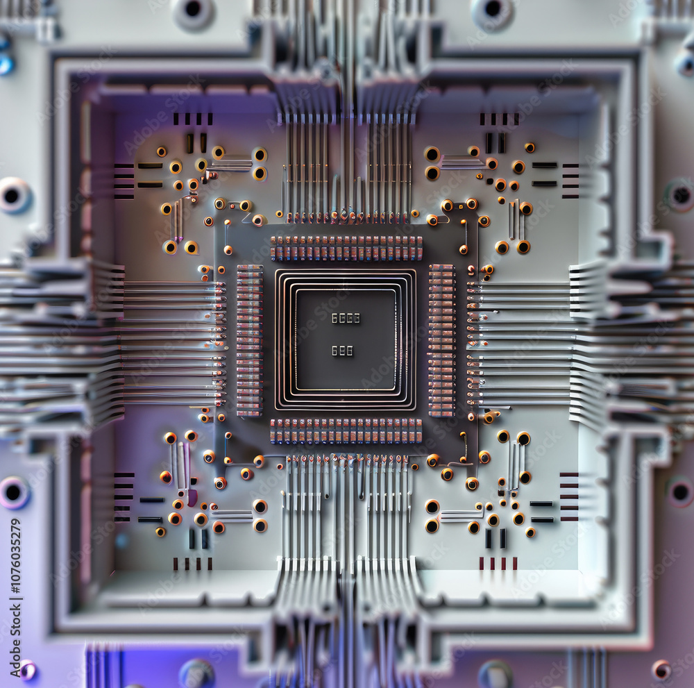 Leinwandbilder close up of a microchip circuit. electronic circuit board, computer circuit board.
