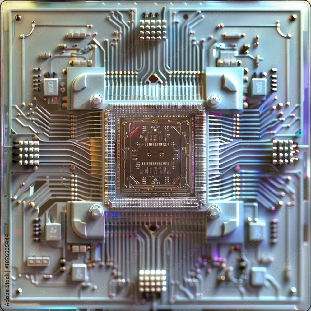 Leinwandbilder close up of a microchip circuit. electronic circuit board, computer circuit board.
