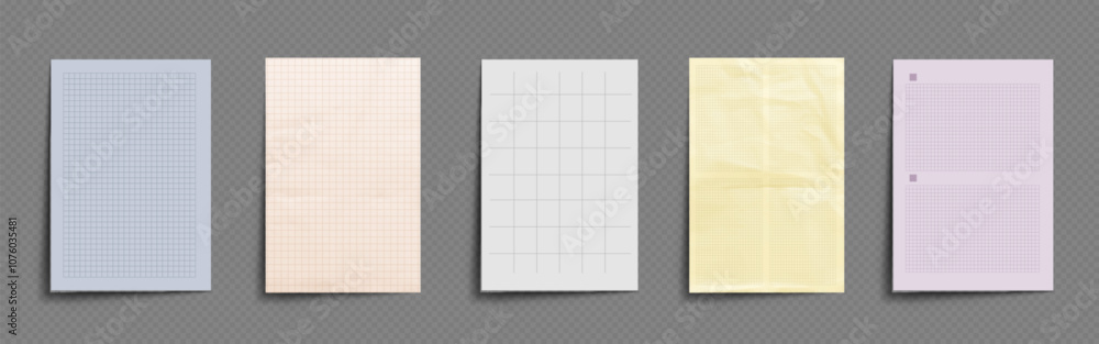 Poster school notebook paper. diary note page vector. memo notepad frame with crumpled realistic effect. gr
