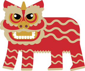 シンプルな中国獅子舞のイラスト