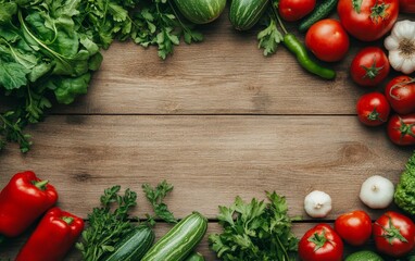 A vibrant assortment of fresh vegetable arranged on a wooden surface, perfect for cooking or healthy eating.