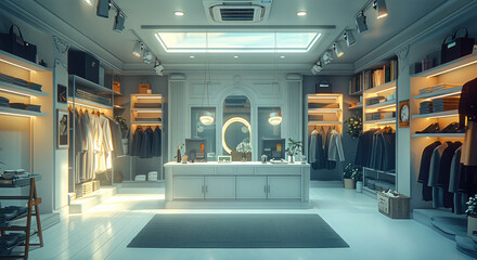 Obraz premium Modern tailor shop, light. Luxury Menswear Boutique.