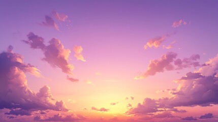 A beautiful sky with a pinkish orange sun and clouds