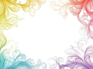 A decorative border with colorful swirls on a white background, ideal for invitations or art.